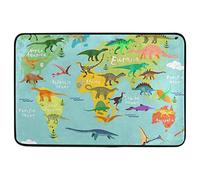 Alfombrilla De Baño Dinosaurs Map of The World Alfombra Entrada Impermeable Doormats Antideslizante Felpudo por Cocina Dormitorio Puerta 40X60 CM