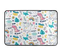 Alfombrilla De Baño Dinosaurs Rainbow Alfombra Entrada Impermeable Estera De Entrada Lavable A Máquina Felpudo por Cocina Dormitorio Puerta 40X60 CM