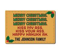 Alfombrilla De Baño Doormat Merry Christmas Kiss My Ass Kiss His Ass Kiss Your Ass Happy Hannukah Felpudo Antideslizante Doormats Absorbente Estera De Entrada para Cocina 40X60 CM