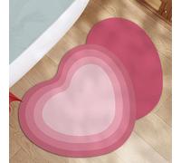 Alfombrilla de Baño en Forma de Corazón, Alfombra 3D, Absorbente y Antideslizante, de Fácil Mantenimiento, Apta para Baño, Entrada, Dormitorio y Cocina(Pink,Large)