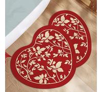 Alfombrilla de Baño en Forma de Corazón, Alfombra 3D, Absorbente y Antideslizante, de Fácil Mantenimiento, Apta para Baño, Entrada, Dormitorio y Cocina(Gold,Small)