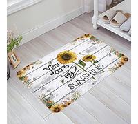 Alfombrilla De Baño Eres Mi Girasol Rayito De Sol, Abeja sobre Vetas De Madera Rústica Rural Alfombra Baño Microfibra Absorbente Alfombra Limpia, para Puerta, Bañera, Salon, Terraza, 40x60cm