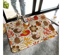 Alfombrilla De Baño Fall Cartoon Cute Birds Flowers Doormats Lavable A Máquina Alfombra Entrada Impermeable Felpudo para Cocina Dormitorio Puerta 40X60 CM