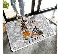Alfombrilla De Baño Fall Harvest Leopard Plaid Pumpkin GNOME Sunflower Maple Estera De Entrada Lavable A Máquina Doormats Absorbente Alfombra Entrada para Cocina Dormitorio Puerta 40X60 CM