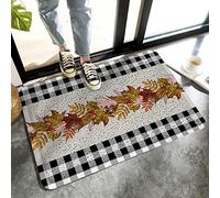 Alfombrilla De Baño Fall Thanksgiving Maple Chestnut Farmhouse Plaid Rustic Alfombra Entrada Cuidado Fácil Estera De Entrada Absorbente Doormats para Interior Puerta Dormitorio 40X60 CM