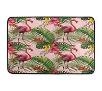 Alfombrilla De Baño Flamingo Bird Plam Flower Alfombra Entrada Impermeable Estera De Entrada Lavable A Máquina Felpudo por Interior Puerta Dormitorio 40X60 CM