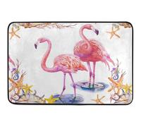 Alfombrilla De Baño Flamingo Starfish Seashells Felpudo Lavable A Máquina Doormats Absorbente Estera De Entrada por Cocina Dormitorio Puerta 40X60 CM