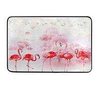 Alfombrilla De Baño Flamingo Sunrise Trees Fog Birds Alfombra Entrada Cuidado Fácil Estera De Entrada Antideslizante Felpudo por Puerta Cocina Interior 40X60 CM