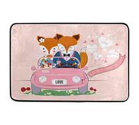Alfombrilla De Baño Fox Couple Just Married Heart Balloon Car Doormats Lavable A Máquina Estera De Entrada Impermeable Alfombra Entrada por Interior Puerta Dormitorio 40X60 CM