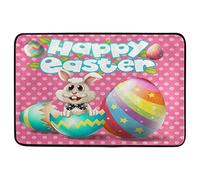 Alfombrilla De Baño Funny Easter Bunny Eggs Pink Dot Doormats Impermeable Felpudo Lavable A Máquina Estera De Entrada por Cocina Dormitorio Puerta 40X60 CM