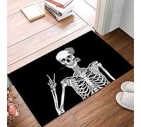 Alfombrilla De Baño Funny Skull Victory Black Doormats Lavable Felpudo Antideslizante Estera De Entrada para Puerta Exterior Pasillo Entrada Casa 40X60 CM