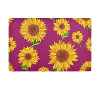 Alfombrilla De Baño Girasoles sobre Fondo Rojo Alfombra Interior Absorbente Tapete para Mascotas Antideslizante Alfombra Baño, para Bañera, Puerta, 60x40cm