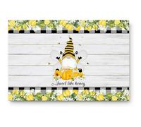 Alfombrilla De Baño Gnomes Bees Sweet Like Summer Lemon Yellow Flowers Felpudo Interior Impermeable Doormats Lavable Alfombra Entrada por Puerta Exterior Dormitorio Cocina 40X60 CM