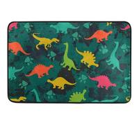 Alfombrilla De Baño Grunge Green Dinosaurs Alfombra Entrada Impermeable Estera De Entrada Antideslizante Felpudo por Cocina Dormitorio Puerta 40X60 CM