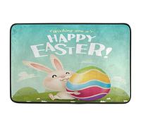Alfombrilla De Baño Happy Easter Bunny Eggs Spring Flower Doormats Antideslizante Felpudo Absorbente Estera De Entrada por Puerta Dormitorio Cocina 40X60 CM