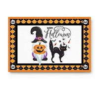 Alfombrilla De Baño Happy Halloween Gnomes and Cat Blacks Felpudo Interior Impermeable Estera De Entrada Lavable Felpudo Exterior por Pasillo Puerta Exterior Entrada Casa 40X60 CM