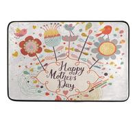 Alfombrilla De Baño Happy Mothers Day Bright Spring Flowers Birds Doormats Absorbente Felpudo Impermeable Alfombra Entrada por Puerta Cocina Interior 40X60 CM