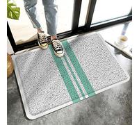 Alfombrilla De Baño Holiday Themed Cyan Stripes Alfombra Entrada Antideslizante Estera De Entrada Absorbente Felpudo para Interior Puerta Dormitorio 40X60 CM