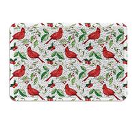 Alfombrilla De Baño Holly Christmas Cute Red Bird Felpudo Exterior Absorbente Felpudo Interior Antideslizante Estera De Entrada por Entrada Casa Dormitorio Cocina 40X60 CM