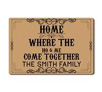 Alfombrilla De Baño Home Where The Ho & Me Come Together Funny Alfombra Entrada Impermeable Estera De Entrada Atrapar Suciedad Felpudo para Pasillo Puerta Exterior Entrada Casa 40X60 CM
