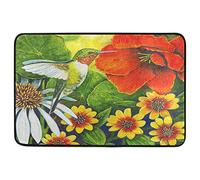 Alfombrilla De Baño Hummingbird Hibiscus Flowers Spring Summer Estera De Entrada Impermeable Alfombra Entrada Lavable A Máquina Doormats por Interior Dormitorio Cocina 40X60 CM