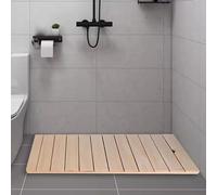 Alfombrilla de Baño Impermeable,Alfombrilla de Ducha de Madera Resistente,Tarima para Ducha Barniz Rectangular,Alfombra y Felpudo,Fácil de Limpiar y Transportar,para Spa,Sauna (50x90cm/20x35in)