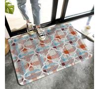 Alfombrilla De Baño Irish Traditional Plaid and Moroccan Motifs Alfombra Entrada Absorbente Estera De Entrada Impermeable Felpudo por Dormitorio Interior Puerta 40X60 CM