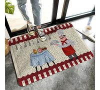 Alfombrilla De Baño Kitchen Chief Knife Table Red Background Felpudo Impermeable Doormats Lavable A Máquina Estera De Entrada por Puerta Dormitorio Interior 40X60 CM