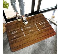 Alfombrilla De Baño Kitchen Elements Wood Board Eat Good Laugh Often Live Well Estera De Entrada Lavable A Máquina Doormats Impermeable Alfombra Entrada para Puerta Interior Dormitorio 40X60 CM