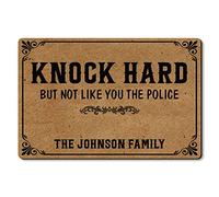 Alfombrilla De Baño Knock Hard But Not Like You The Police Funny Doormats Antideslizante Alfombra Entrada Lavable Felpudo para Cocina Dormitorio Entrada Casa 40X60 CM