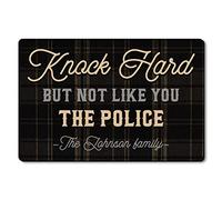 Alfombrilla De Baño Knock Hard But Not Like You The Police Funny Felpudo Lavable Doormats Impermeable Estera De Entrada para Entrada Casa Puerta Exterior Dormitorio 40X60 CM