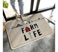 Alfombrilla De Baño Life Is Always Better On The Farm Chickens Barn Windmill Tractor Felpudo Impermeable Doormats Lavable A Máquina Estera De Entrada por Interior Cocina Dormitorio 40X60 CM