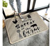 Alfombrilla De Baño Life Is Always Better On The Farm Vintage Chickens Windmill Doormats Cuidado Fácil Felpudo Impermeable Estera De Entrada por Cocina Interior Dormitorio 40X60 CM