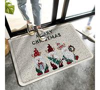 Alfombrilla De Baño Merry Christmas Gnomes Snowflakes On Beige Background Alfombra Entrada Impermeable Estera De Entrada Lavable A Máquina Doormats para Cocina Dormitorio Interior 40X60 CM