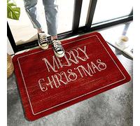 Alfombrilla De Baño Merry Christmas Rustic Red Wood Grain Estera De Entrada Impermeable Doormats Antideslizante Felpudo para Puerta Interior Dormitorio 40X60 CM