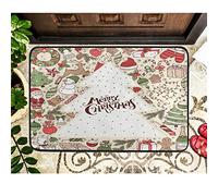 Alfombrilla De Baño Merry Christmas Tree Doodle Felpudo Absorbente Doormats Antideslizante Estera De Entrada por Interior Puerta Dormitorio 40X60 CM