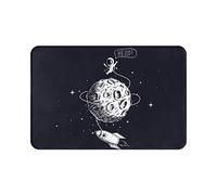 Alfombrilla De Baño Nave Espacial Luna Caricatura Planeta Nave Espacial Soledad Cita Hola Arte Negro Gris Alfombra Interior Modernas Felpudo Exterior Alfombra para Ducha, para Jardín, 60x40cm