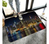 Alfombrilla De Baño New York City Manhattan Night View High-Rise Buildings Estera De Entrada Antideslizante Alfombra Entrada Cuidado Fácil Doormats por Interior Puerta Dormitorio 40X60 CM