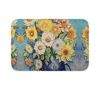 Alfombrilla De Baño Óleo sobre Lienzo Flower Felpudo Exterior Absorbente Alfombra Baño Personalizado Alfombra para Ducha, para Interior O Exterior, Terraza, 60x40cm