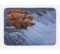 Alfombrilla De Baño Osos Pardos Africanos Pescando En El Río Cascadas En Alaska Vista del Campamento Natural Alfombra para Ducha Personalizado Tapete Mascotas, para Jardín, Bañera, 40x60cm