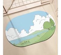 Alfombrilla de Baño Ovalada, Alfombra con Ilusión Óptica 3D, Absorbente y De Secado Rápido, Fácil de Limpiar, Apta para Dormitorio, Sala de Estar y Cocina(White,X-Small)