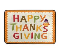 Alfombrilla De Baño Owl In Pilgrim Hat Welcome Thanksgiving Day Estera De Entrada Antideslizante Doormats Lavable A Máquina Alfombra Entrada por Interior Puerta Cocina 40X60 CM