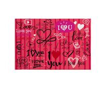 Alfombrilla De Baño Palabra De Amor Romántico El Día Más Dulce De San Valentín Rojo Felpudo Exterior Lavable A Máquina Absorbente Tapete Mascotas, para Ducha, Bañera, Puerta, 40x60cm