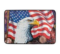 Alfombrilla De Baño Patriotic Eagle Firework Us American Flag 4Th of July Memorial Independence Day Estera De Entrada Absorbente Alfombra Entrada Antideslizante Felpudo por Interior 40X60 CM