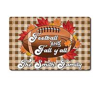 Alfombrilla De Baño Personalized Football Fall Yall Autumn Game,Custom Name Thanksgiving Happy Fall Alfombra Entrada Antideslizante Estera De Entrada Lavable Doormats para Cocina 40X60 CM