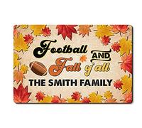 Alfombrilla De Baño Personalized Football Fall Yall Autumn Game,Custom Name Thanksgiving Happy Fall Estera De Entrada Impermeable Felpudo Lavable Alfombra Entrada para Pasillo Puerta 40X60 CM