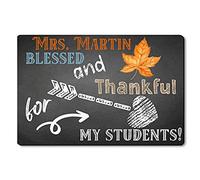 Alfombrilla De Baño Personalized Teacher Thanksgiving, Thankful For My Students Estera De Entrada Absorbente Doormats Impermeable Alfombra Entrada para Puerta Exterior Dormitorio Cocina 40X60 CM