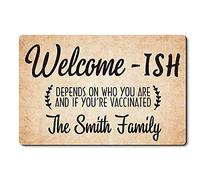 Alfombrilla De Baño Personalized Welcome-Ish Depends On Who You'Re and If You'Te Vaccinated Felpudo Impermeable Alfombra Entrada Lavable Estera De Entrada para Pasillo Cocina Puerta 40X60 CM
