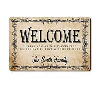 Alfombrilla De Baño Personalized Welcome Unless You Aren’T Vaccinated Alfombra Entrada Absorbente Estera De Entrada Antideslizante Doormats para Puerta Exterior Entrada Casa Pasillo 40X60 CM