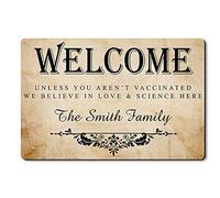 Alfombrilla De Baño Personalized Welcome Unless You Aren’T Vaccinated Alfombra Entrada Atrapar Suciedad Estera De Entrada Impermeable Felpudo para Entrada Casa Cocina Pasillo 40X60 CM